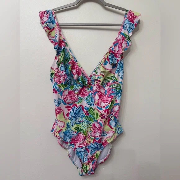Stella Parker Ruffle Floral Print One Piece Swimsuit - Picture 10 of 15